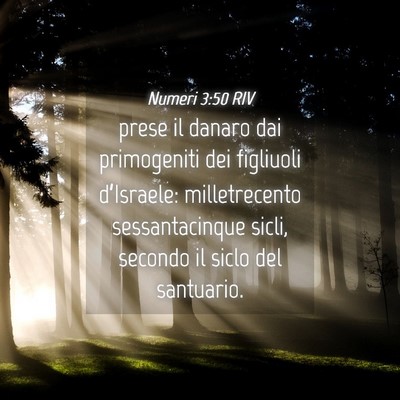 Picture 04 - Numeri 3:50 RIV - prese il danaro dai primogeniti dei figliuoli - Bible Verse Picture
