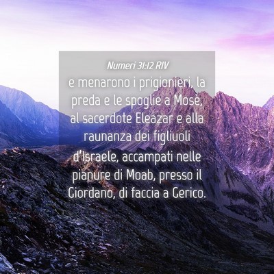 Picture 04 - Numeri 31:12 RIV - e menarono i prigionieri, la preda e le spoglie a - Bible Verse Picture