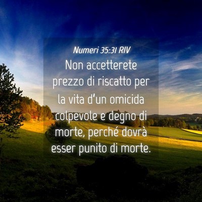 Picture 04 - Numeri 35:31 RIV - Non accetterete prezzo di riscatto per la vita - Bible Verse Picture