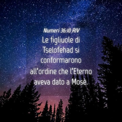 Picture 04 - Numeri 36:10 RIV - Le figliuole di Tselofehad si conformarono - Bible Verse Picture