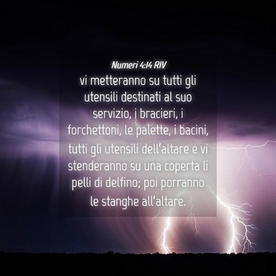 Picture 04 - Numeri 4:14 RIV - vi metteranno su tutti gli utensili destinati al - Bible Verse Picture