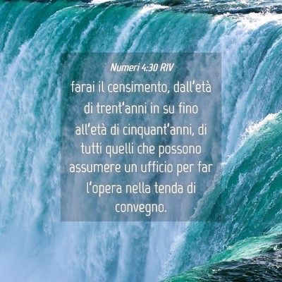 Picture 04 - Numeri 4:30 RIV - farai il censimento, dall’età di trent’anni - Bible Verse Picture