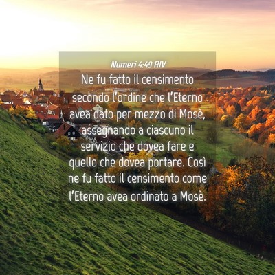 Picture 04 - Numeri 4:49 RIV - Ne fu fatto il censimento secondo l’ordine che - Bible Verse Picture