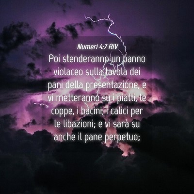 Picture 04 - Numeri 4:7 RIV - Poi stenderanno un panno violaceo sulla tavola - Bible Verse Picture