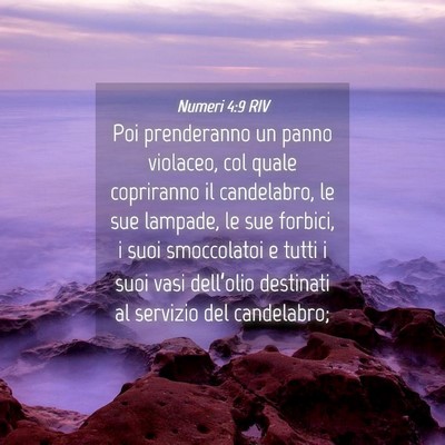 Picture 04 - Numeri 4:9 RIV - Poi prenderanno un panno violaceo, col quale - Bible Verse Picture