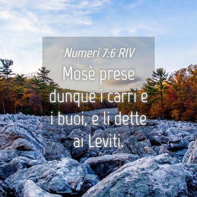 Picture 04 - Numeri 7:6 RIV - Mosè prese dunque i carri e i buoi, e li dette - Bible Verse Picture