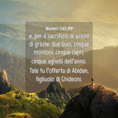 Picture 04 - Numeri 7:65 RIV - e, per il sacrifizio di azioni di grazie, due - Bible Verse Picture