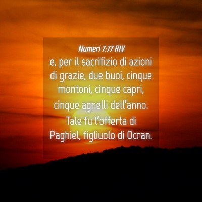 Picture 04 - Numeri 7:77 RIV - e, per il sacrifizio di azioni di grazie, due - Bible Verse Picture