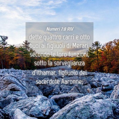 Picture 04 - Numeri 7:8 RIV - dette quattro carri e otto buoi ai figliuoli di - Bible Verse Picture