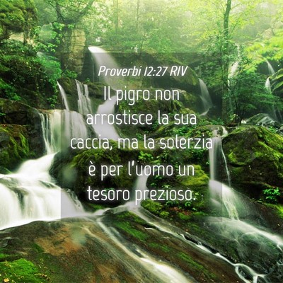 Picture 04 - Proverbi 12:27 RIV - Il pigro non arrostisce la sua caccia, ma la - Bible Verse Picture
