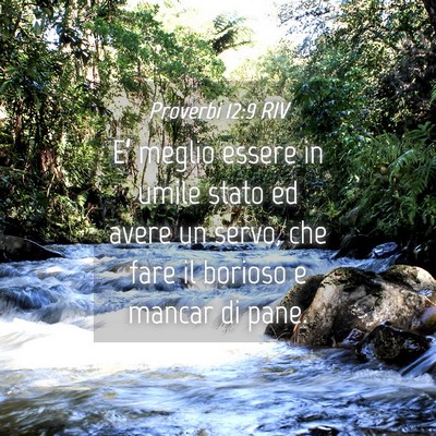 Picture 04 - Proverbi 12:9 RIV - E’ meglio essere in umile stato ed avere un - Bible Verse Picture