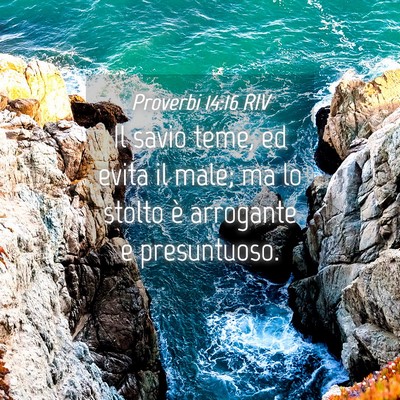 Picture 04 - Proverbi 14:16 RIV - Il savio teme, ed evita il male; ma lo stolto è - Bible Verse Picture