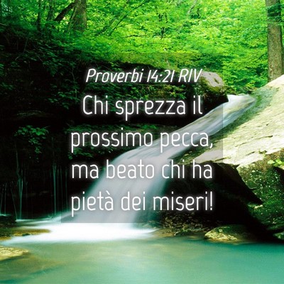 Picture 04 - Proverbi 14:21 RIV - Chi sprezza il prossimo pecca, ma beato chi ha - Bible Verse Picture