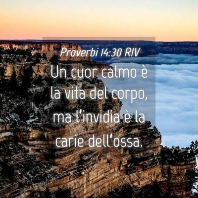 Picture 04 - Proverbi 14:30 RIV - Un cuor calmo è la vita del corpo, ma - Bible Verse Picture
