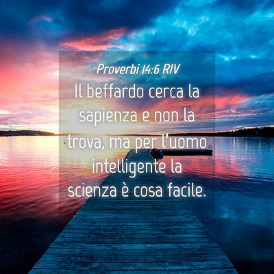 Picture 04 - Proverbi 14:6 RIV - Il beffardo cerca la sapienza e non la trova, ma - Bible Verse Picture