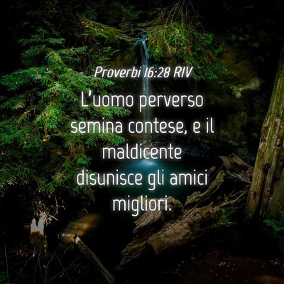 Picture 04 - Proverbi 16:28 RIV - L’uomo perverso semina contese, e il maldicente - Bible Verse Picture