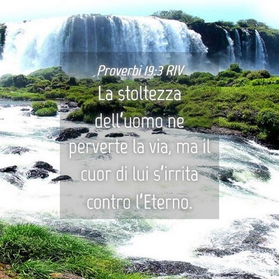 Picture 04 - Proverbi 19:3 RIV - La stoltezza dell’uomo ne perverte la via, ma - Bible Verse Picture