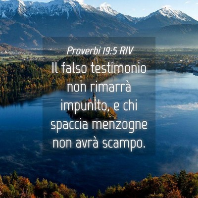 Picture 04 - Proverbi 19:5 RIV - Il falso testimonio non rimarrà impunito, e chi - Bible Verse Picture