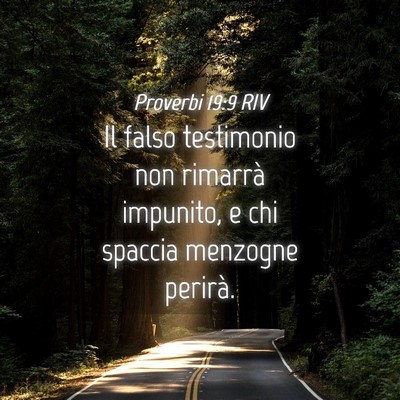 Picture 04 - Proverbi 19:9 RIV - Il falso testimonio non rimarrà impunito, e chi - Bible Verse Picture