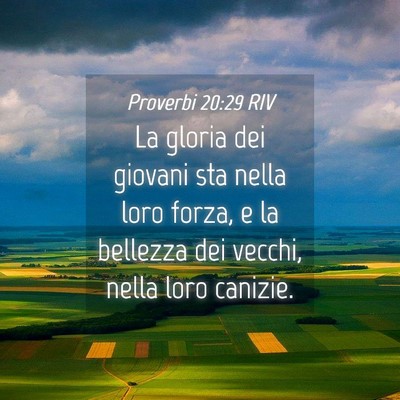 Picture 04 - Proverbi 20:29 RIV - La gloria dei giovani sta nella loro forza, e la - Bible Verse Picture
