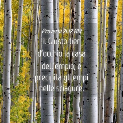 Picture 04 - Proverbi 21:12 RIV - Il Giusto tien d’occhio la casa dell’empio, e - Bible Verse Picture