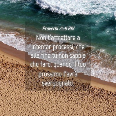 Picture 04 - Proverbi 25:8 RIV - Non t’affrettare a intentar processi, che alla - Bible Verse Picture