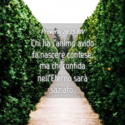 Picture 04 - Proverbi 28:25 RIV - Chi ha l’animo avido fa nascere contese, ma chi - Bible Verse Picture