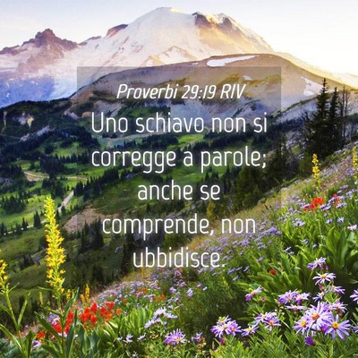 Picture 04 - Proverbi 29:19 RIV - Uno schiavo non si corregge a parole; anche se - Bible Verse Picture