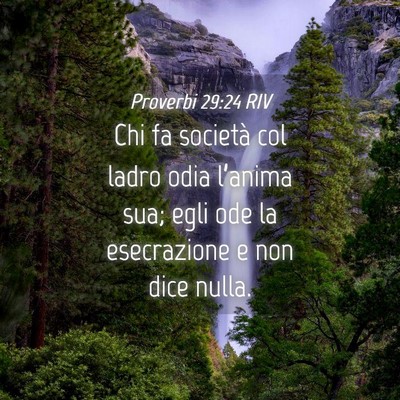 Picture 04 - Proverbi 29:24 RIV - Chi fa società col ladro odia l’anima sua; - Bible Verse Picture