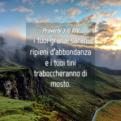Picture 04 - Proverbi 3:10 RIV - i tuoi granai saran ripieni d’abbondanza e i - Bible Verse Picture