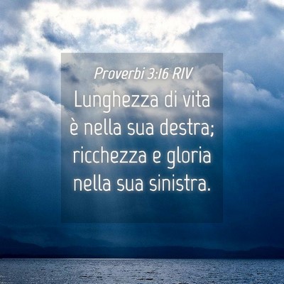 Picture 04 - Proverbi 3:16 RIV - Lunghezza di vita è nella sua destra; ricchezza - Bible Verse Picture