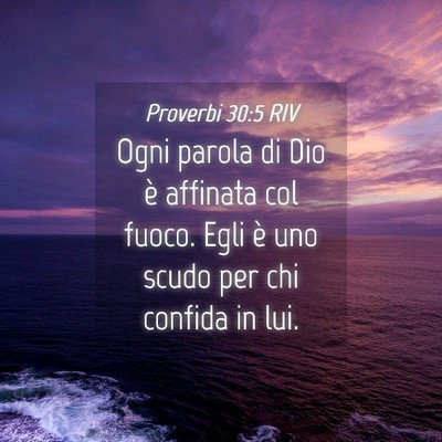 Picture 04 - Proverbi 30:5 RIV - Ogni parola di Dio è affinata col fuoco. Egli è - Bible Verse Picture