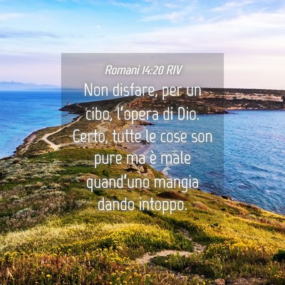 Picture 04 - Romani 14:20 RIV - Non disfare, per un cibo, l’opera di Dio. - Bible Verse Picture