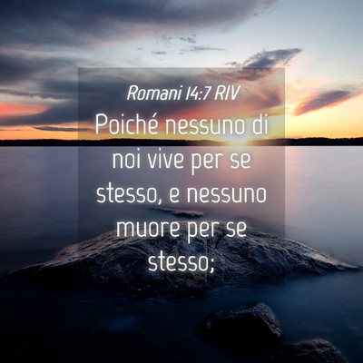 Picture 04 - Romani 14:7 RIV - Poiché nessuno di noi vive per se stesso, e - Bible Verse Picture