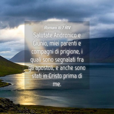 Picture 04 - Romani 16:7 RIV - Salutate Andronico e Giunio, miei parenti e - Bible Verse Picture