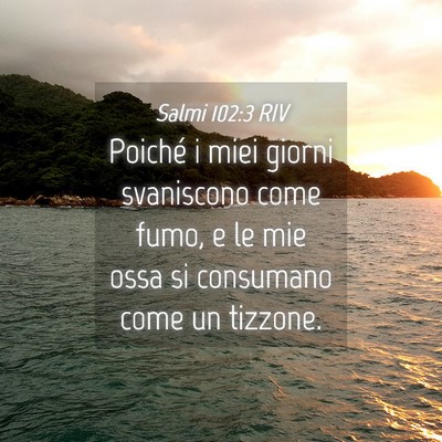 Picture 04 - Salmi 102:3 RIV - Poiché i miei giorni svaniscono come fumo, e le - Bible Verse Picture