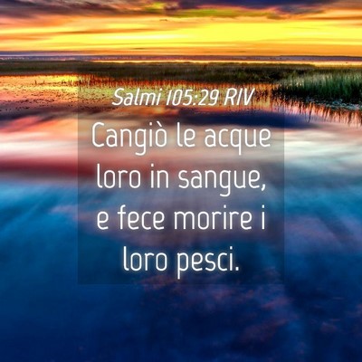 Picture 04 - Salmi 105:29 RIV - Cangiò le acque loro in sangue, e fece morire i - Bible Verse Picture