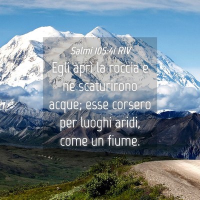 Picture 04 - Salmi 105:41 RIV - Egli aprì la roccia e ne scaturirono acque; esse - Bible Verse Picture