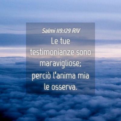 Picture 04 - Salmi 119:129 RIV - Le tue testimonianze sono maravigliose; perciò - Bible Verse Picture