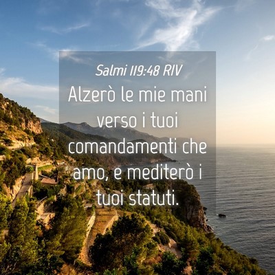 Picture 04 - Salmi 119:48 RIV - Alzerò le mie mani verso i tuoi comandamenti che - Bible Verse Picture