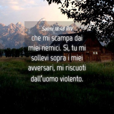 Picture 04 - Salmi 18:48 RIV - che mi scampa dai miei nemici. Sì, tu mi sollevi - Bible Verse Picture