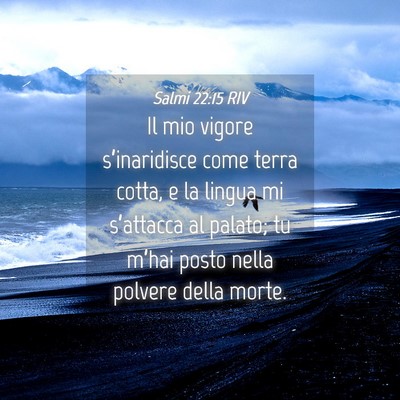Picture 04 - Salmi 22:15 RIV - Il mio vigore s’inaridisce come terra cotta, e - Bible Verse Picture