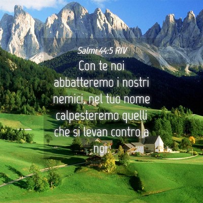 Picture 04 - Salmi 44:5 RIV - Con te noi abbatteremo i nostri nemici, nel tuo - Bible Verse Picture