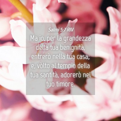 Picture 04 - Salmi 5:7 RIV - Ma io, per la grandezza della tua benignità, - Bible Verse Picture