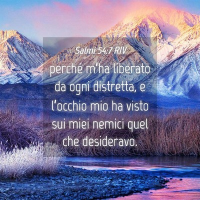 Picture 04 - Salmi 54:7 RIV - perché m’ha liberato da ogni distretta, e - Bible Verse Picture