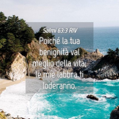 Picture 04 - Salmi 63:3 RIV - Poiché la tua benignità val meglio della vita; - Bible Verse Picture