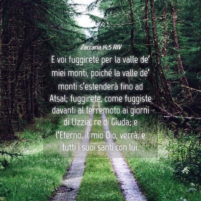 Picture 04 - Zaccaria 14:5 RIV - E voi fuggirete per la valle de’ miei monti, - Bible Verse Picture