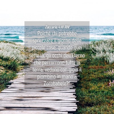Picture 04 - Zaccaria 4:10 RIV - Poiché chi potrebbe sprezzare il giorno delle - Bible Verse Picture