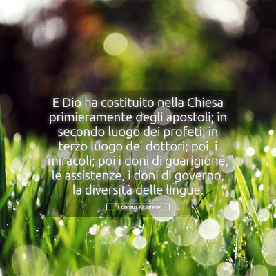 Picture 05 - 1 Corinzi 12:28 RIV - E Dio ha costituito nella Chiesa primieramente - Bible Verse Picture