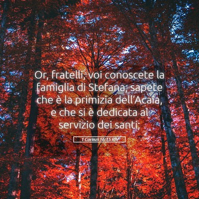 Picture 05 - 1 Corinzi 16:15 RIV - Or, fratelli, voi conoscete la famiglia di - Bible Verse Picture